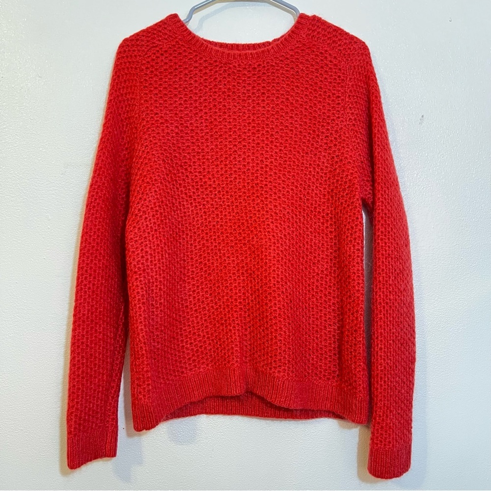 Ann Taylor LOFT red Mohair blend waffle knit sweater Large